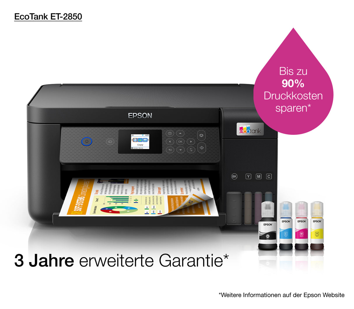 Epson EcoTank ET-2850 Inkjet A4 5760 x 1440 dpi 33 sider pr. minut Wi-Fi