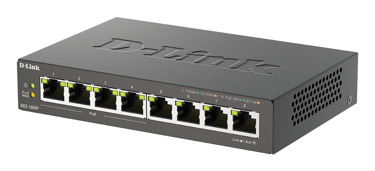 D-LINK 8-port 10/100/1000 Desktop Switch w/ 4 PoE Ports