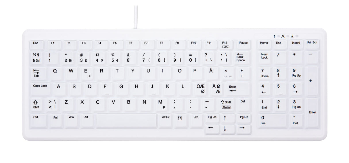 CHERRY AK-C7000 tastatur Medicinsk USB QWERTY Norsk Hvid