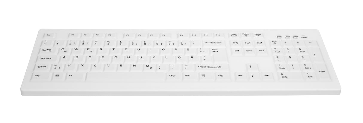 Contour Design Active Key Contour ClassicClean medicinsk tastatur med aftageligt cover, fuld størrelse, trådløst, hvidt, PN C8100