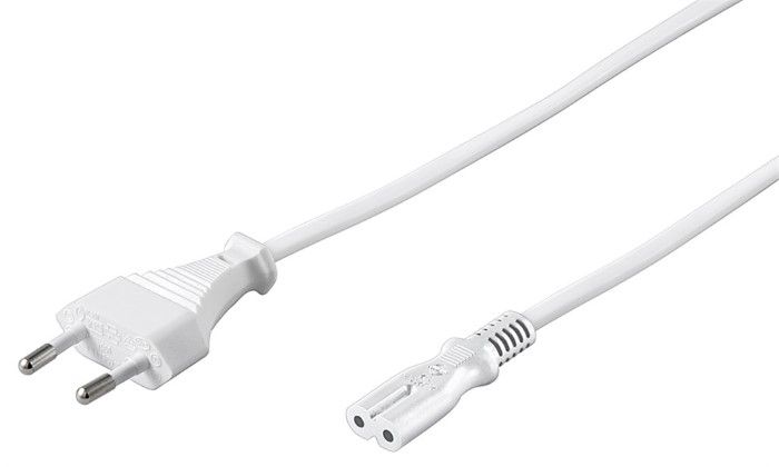 Euro netledning m/8-talsstik 5m hvid