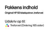 HP 62 Farve (cyan, magenta, gul) 165 sider Blæk C2P06AE