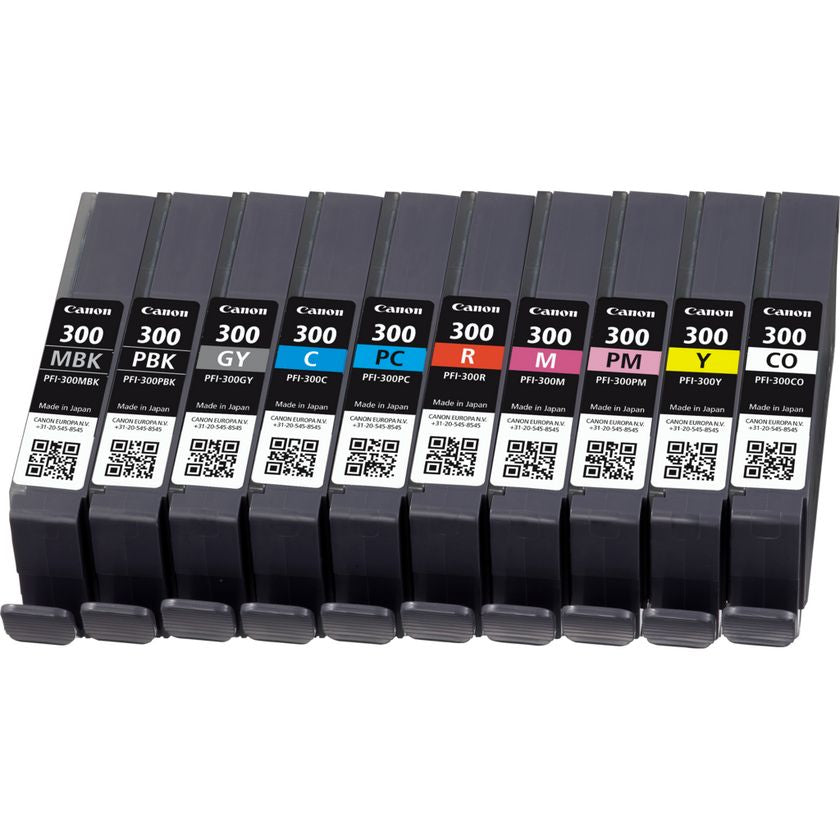 Canon PFI-300 blækpatron 10 stk Original Sort, Blå, Blå, Grå, Magenta, Foto sort, Foto magenta, Rød, Gul