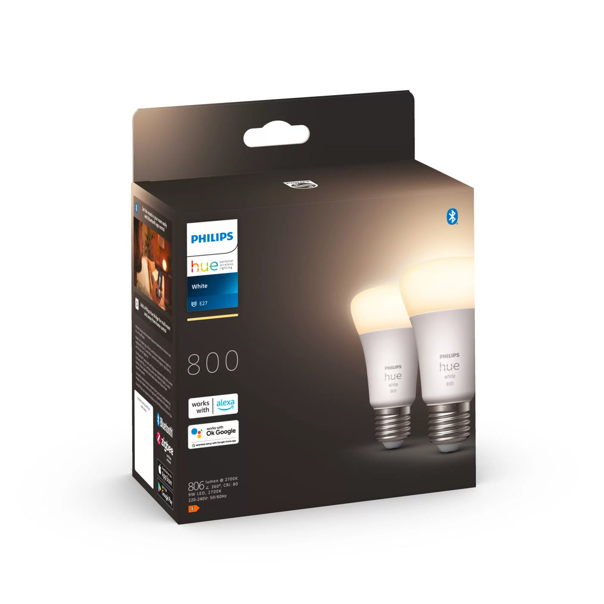 Philips Hvide Hue pærer A60 - E27 pærer - 800 - 2-pak