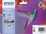 Epson Hummingbird T0807 blækpatron 1 stk Original Sort, Blå, Lys cyan, Lys magenta, Magenta, Gul