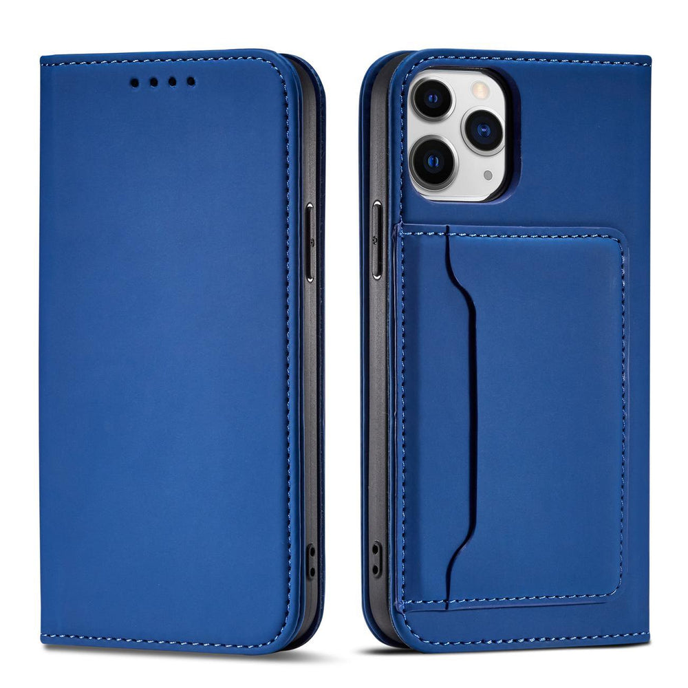 Magnetkortkasse til iPhone 12 Pro cover kort tegnebog kort stativ blå