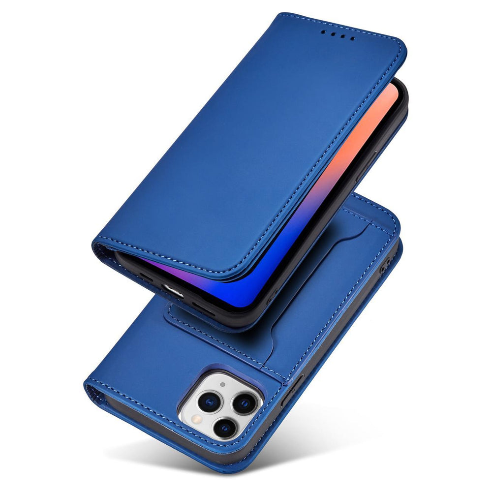 Magnetkortkasse til iPhone 12 Pro cover kort tegnebog kort stativ blå