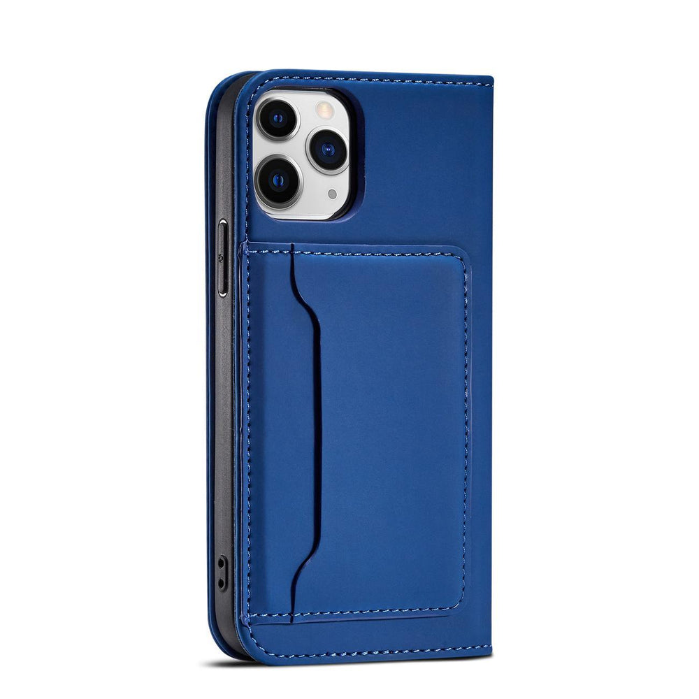Magnetkortkasse til iPhone 12 Pro cover kort tegnebog kort stativ blå