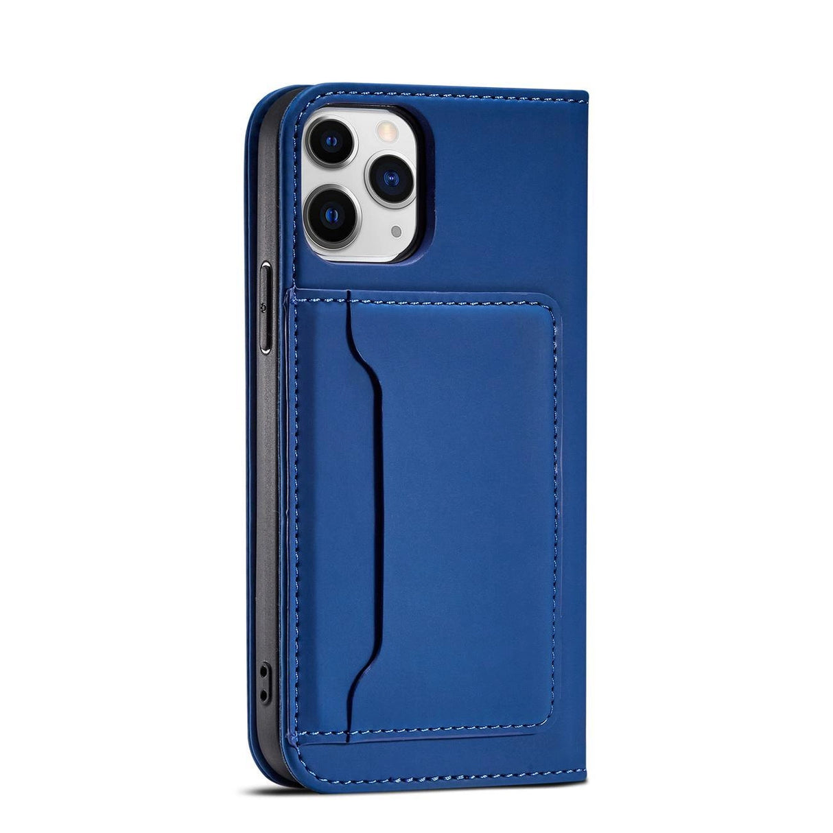 Magnet Card Case for iPhone 12 Pro cover kort tegnebog kort stativ blå