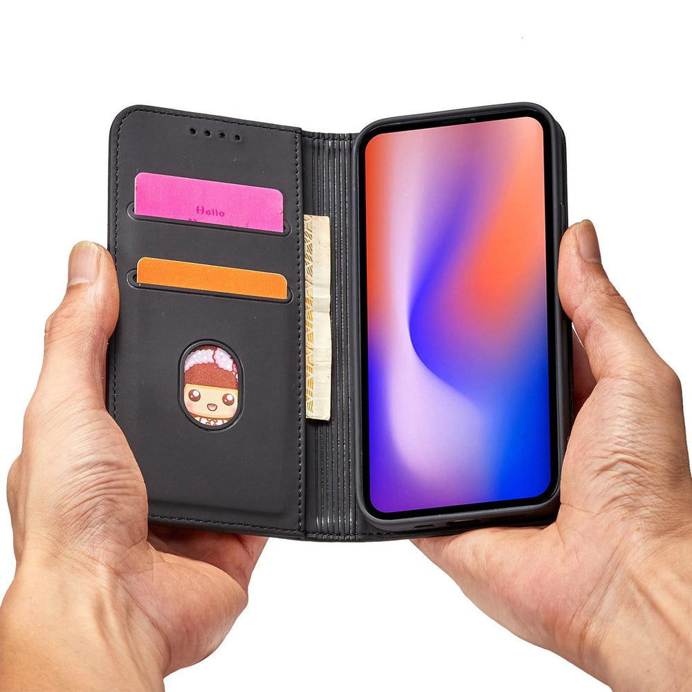 Magnetkortkasse til iPhone 12 Pro Max lommekort tegnebog kortholder sort