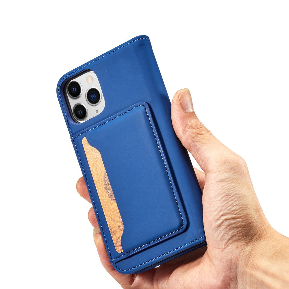 Magnetkortkasse til iPhone 12 Pro Max lommekort tegnebog Kortholder Blå