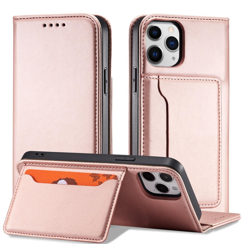 Magnetkortkasse til iPhone 12 Pro Max lommekort tegnebog kortholder Pink
