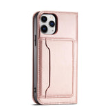 Magnetkortkasse til iPhone 12 Pro Max lommekort tegnebog kortholder Pink