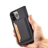 Magnetkortkasse til iPhone 13 Pro Max lommekort tegnebog kortholder sort