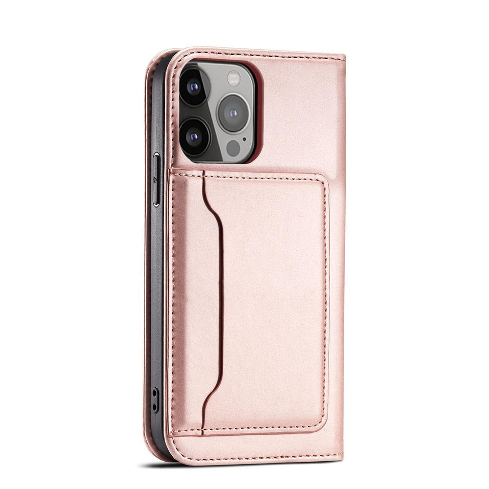 Magnetkortkasse til iPhone 13 Pro Max lommekort tegnebog kortholder Pink