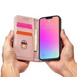 Magnetkortkasse til iPhone 13 Pro Max lommekort tegnebog kortholder Pink
