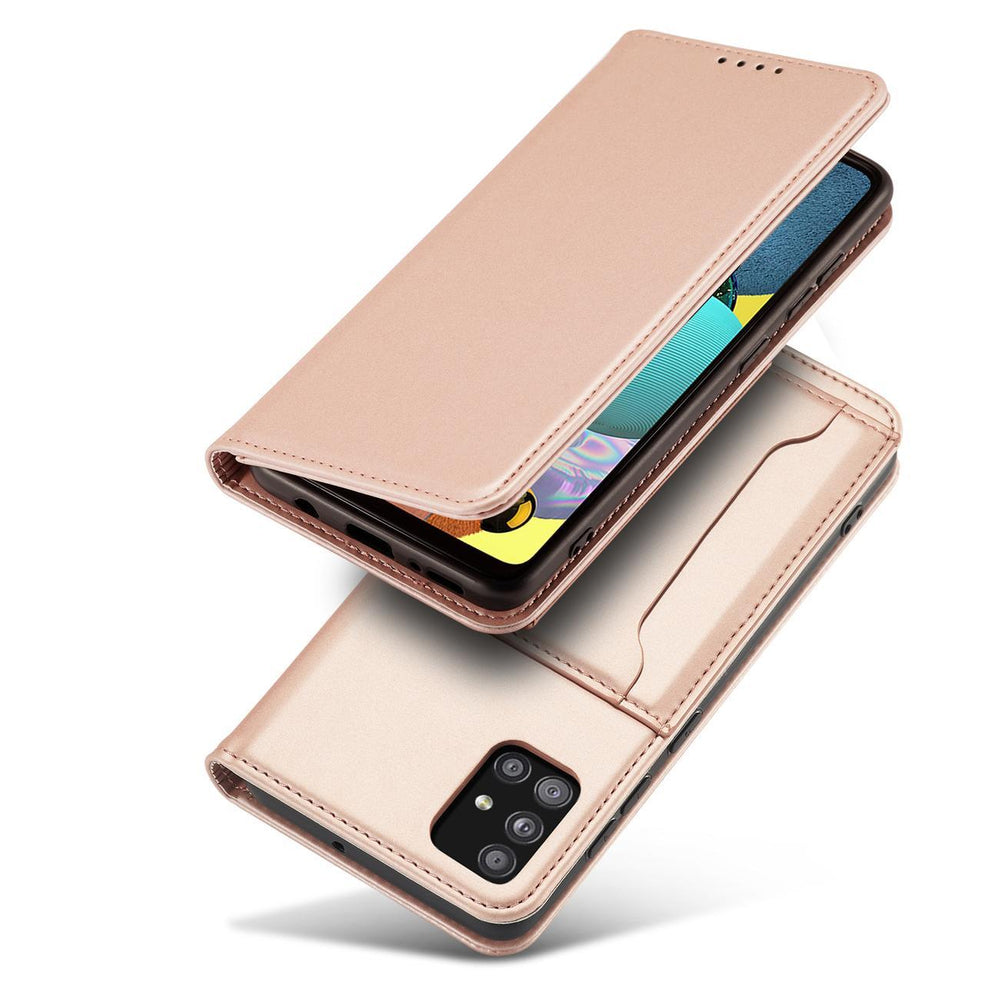 Magnetkort Hylde Hylde til Samsung Galaxy A12 5G Hylde lommebog Kortholder Pink