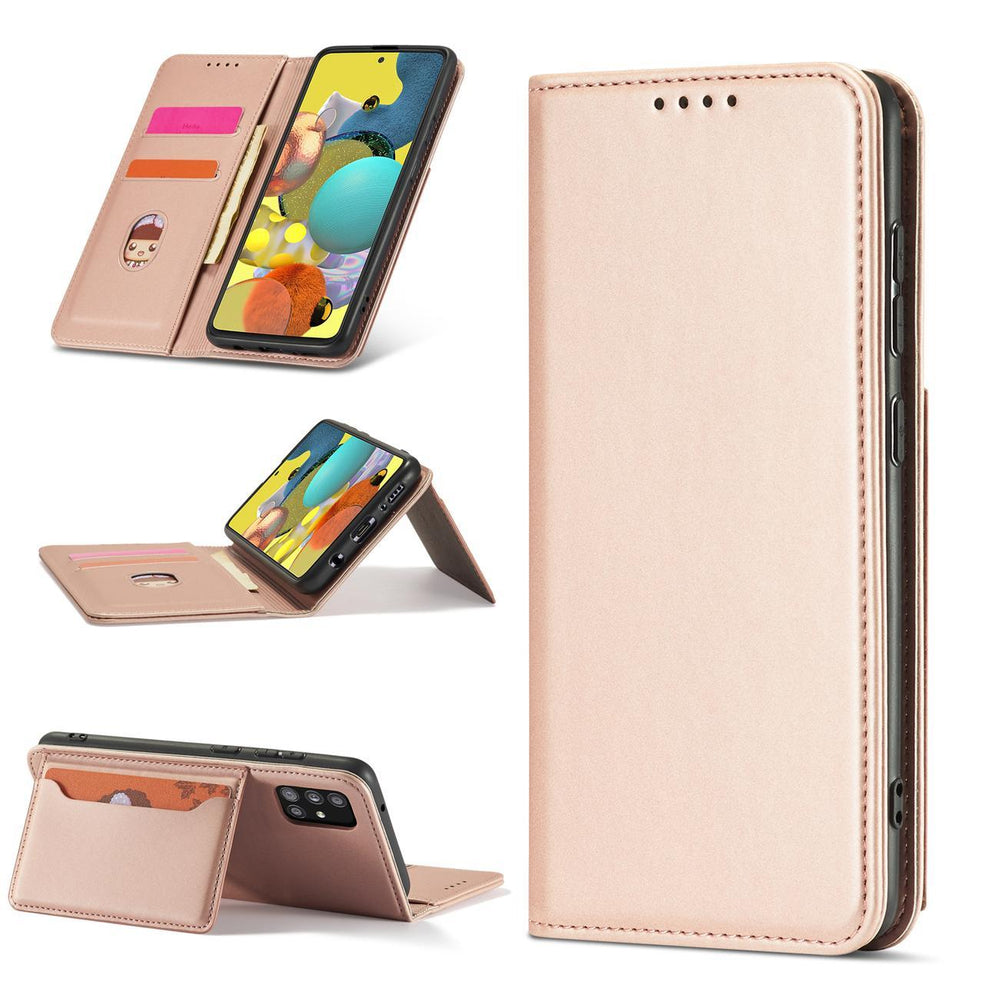 Magnetkort Hylde Hylde til Samsung Galaxy A12 5G Hylde lommebog Kortholder Pink