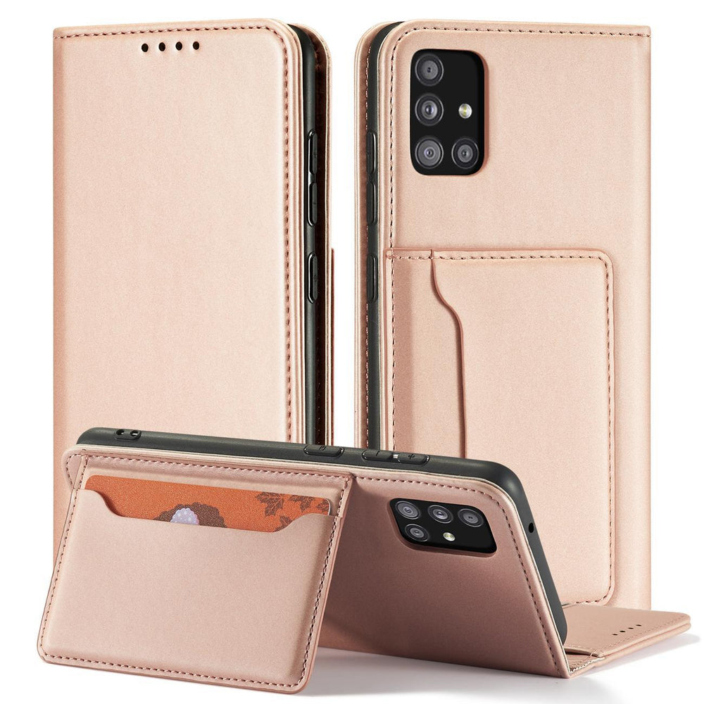 Magnetkort Hylde Hylde til Samsung Galaxy A12 5G Hylde lommebog Kortholder Pink