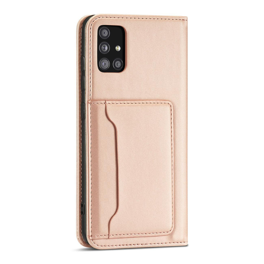 Magnetkort Hylde Hylde til Samsung Galaxy A12 5G Hylde lommebog Kortholder Pink