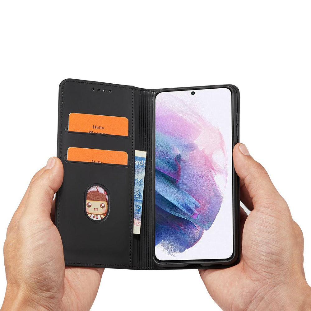 Magnetkortkasse til Samsung Galaxy S22 + (S22 Plus) lommepung kortholder sort