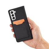Magnetkortkasse til Samsung Galaxy S22 + (S22 Plus) lommepung kortholder sort