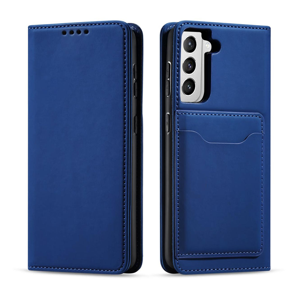 Magnetkort Hylde Hylde til Samsung Galaxy S22 + (S22 Plus) lommepung Kortholder Blå