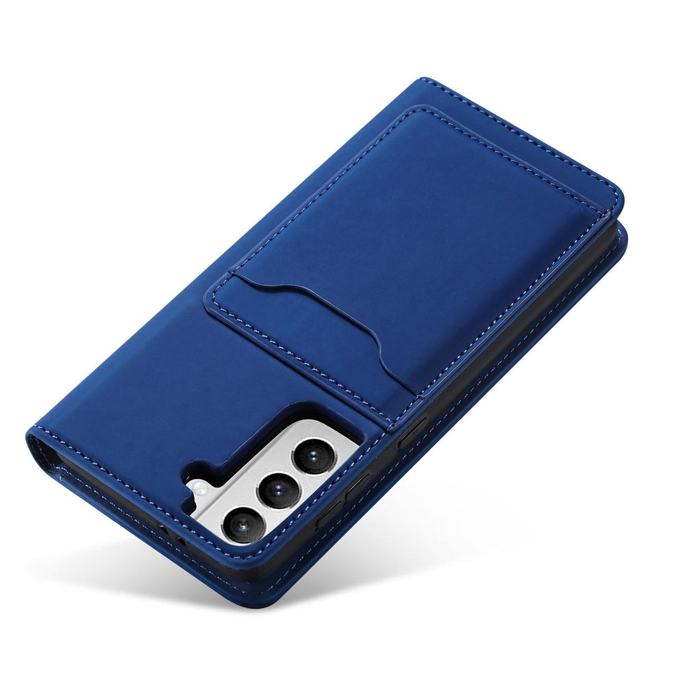 Magnetkort Hylde Hylde til Samsung Galaxy S22 + (S22 Plus) lommepung Kortholder Blå