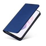 Magnetkort Hylde Hylde til Samsung Galaxy S22 + (S22 Plus) lommepung Kortholder Blå