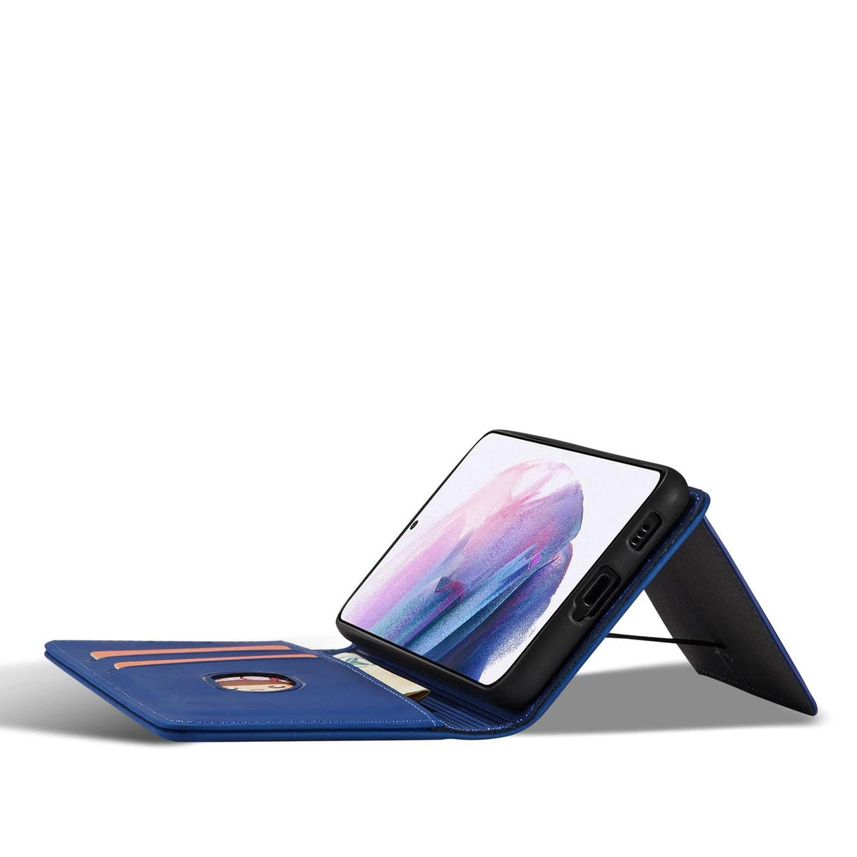 Magnetkort Hylde Hylde til Samsung Galaxy S22 + (S22 Plus) lommepung lommebog kortholder Blå