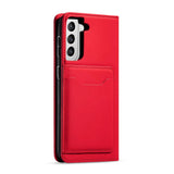 Magnetkortkasse til Samsung Galaxy S22 + (S22 Plus) lommepung kortholder rød