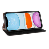 Magnet Strap Case for iPhone 12 Pouch Wallet + Mini Lanyard Pendant Svart