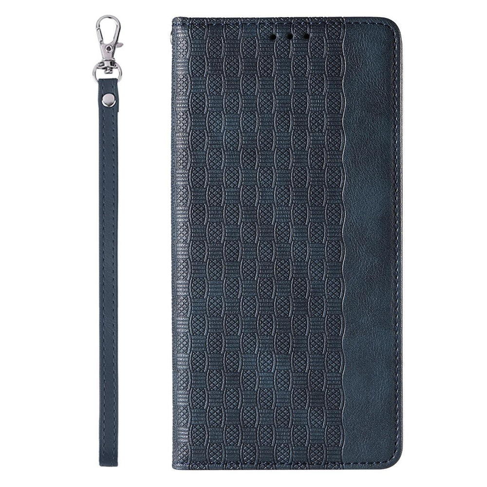 Magnet Strap Case for iPhone 12 Pro lommepung + Mini Lanyard Pendant Blå