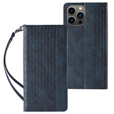 Magnet Strap Case for iPhone 12 Pro Max Pouch Wallet + Mini Lanyard Pendant Blå