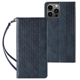 Magnet Strap Case Case for iPhone 13 Pro Pouch Wallet + Mini Lanyard Pendant Blå