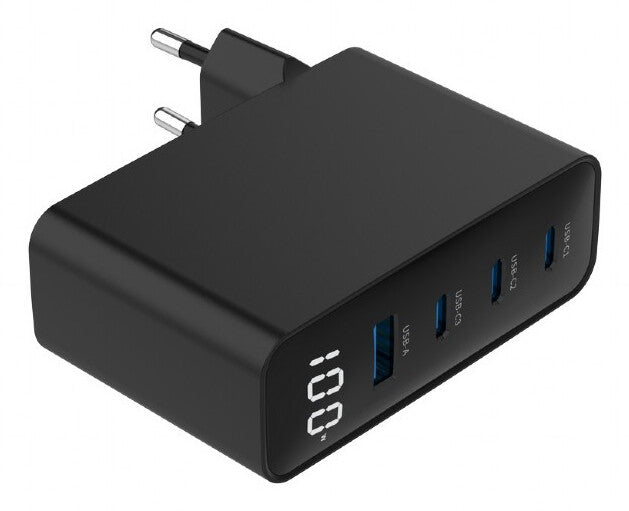Gembird TA-UC-PDQC100LCD-01-BK oplader til mobil enhed Laptop, Smartphone Sort Vekselstrøm Hurtig opladning Indendørs
