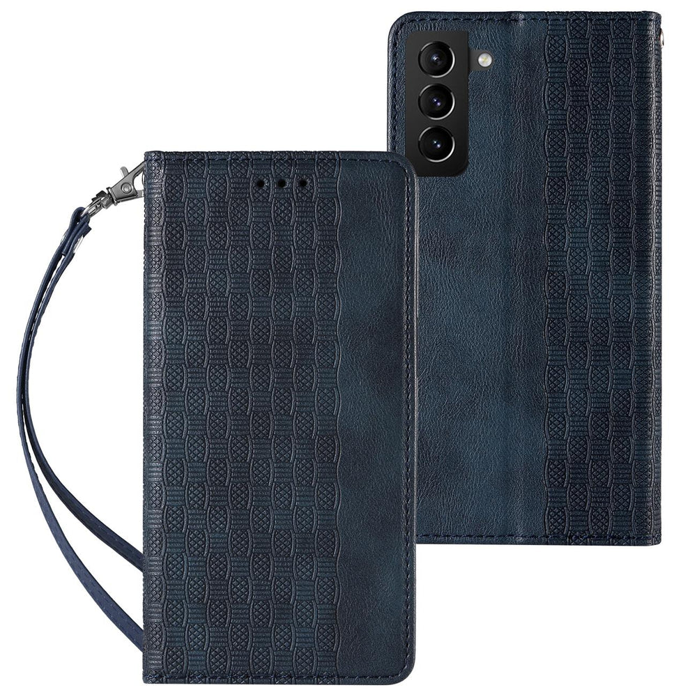 Magnet Strap Case Case for Samsung Galaxy S22 + (S22 Plus) Taske Wallet + Mini Lanyard Pendant Blå