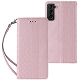 Magnet Strap Case Case for Samsung Galaxy S22 + (S22 Plus) Taske Wallet + Mini Lanyard Pendant Pink