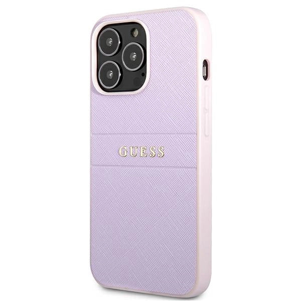 Guess GUHCP13LPSASBPU iPhone 13 Pro / 13 6.1" purple/purple Saffiano Hot Stamp & Metal Logo