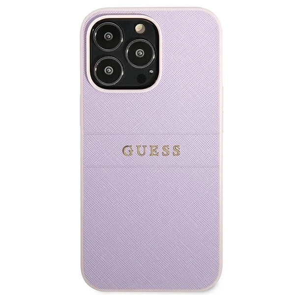 Guess GUHCP13LPSASBPU iPhone 13 Pro / 13 6.1" purple/purple Saffiano Hot Stamp & Metal Logo