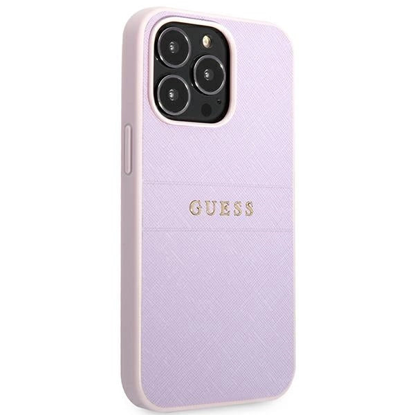 Guess GUHCP13LPSASBPU iPhone 13 Pro / 13 6.1" purple/purple Saffiano Hot Stamp & Metal Logo