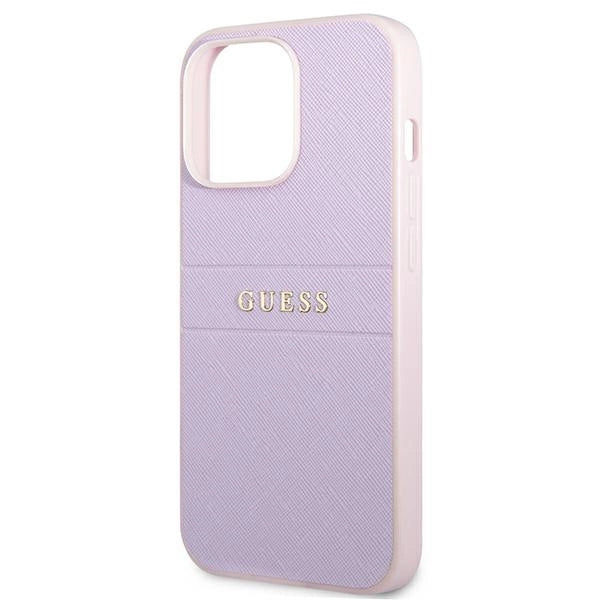 Guess GUHCP13LPSASBPU iPhone 13 Pro / 13 6.1" purple/purple Saffiano Hot Stamp & Metal Logo