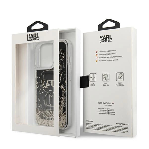 Karl Lagerfeld Liquid Glitter Gatsby Case for iPhone 13 Pro Max - Black