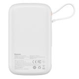 Baseus Qpow power bank 10000mAh indbygget USB Type-C kabel 22,5W Quick Charge SCP AFC FCP hvid (PPQD020102)