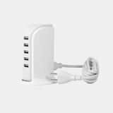 Dudao 5x USB-oplader med indbygget EU-strømskabel hvid (A5EU)