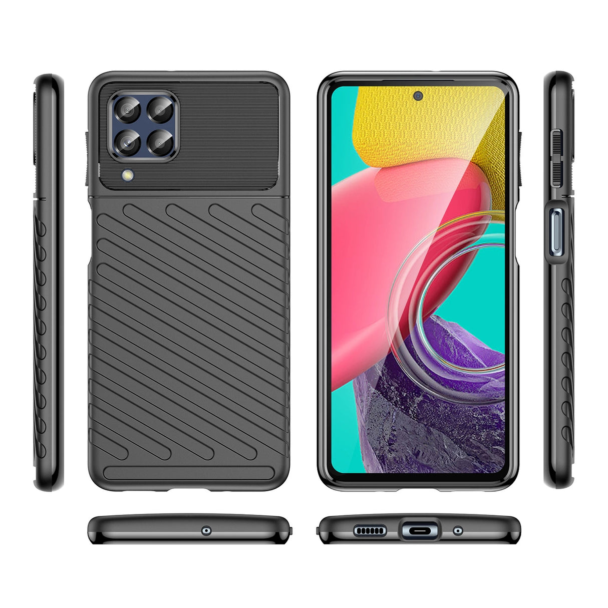 Thunder Case fleksibelt pansret cover til Samsung Galaxy M53 5G sort