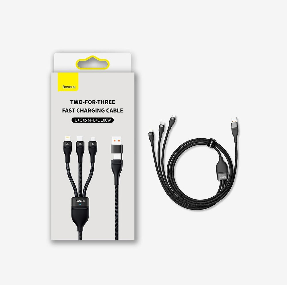 Baseus Flash Series II cable USB Type C / USB Type A - USB Type C / Lightning / micro USB 100 W 1.2 m blue (CASS030103)