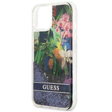 Guess GUHCP13SLFLSB iPhone 13 mini 5.4" blue/blue hardcase Flower Liquid Glitter