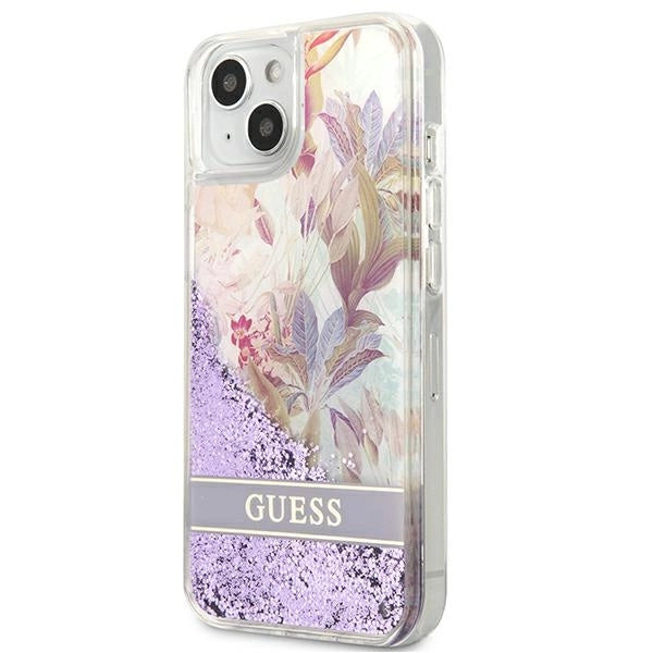 Guess GUHCP13SLFLSU iPhone 13 mini 5.4" purple/purple hardcase Flower Liquid Glitter