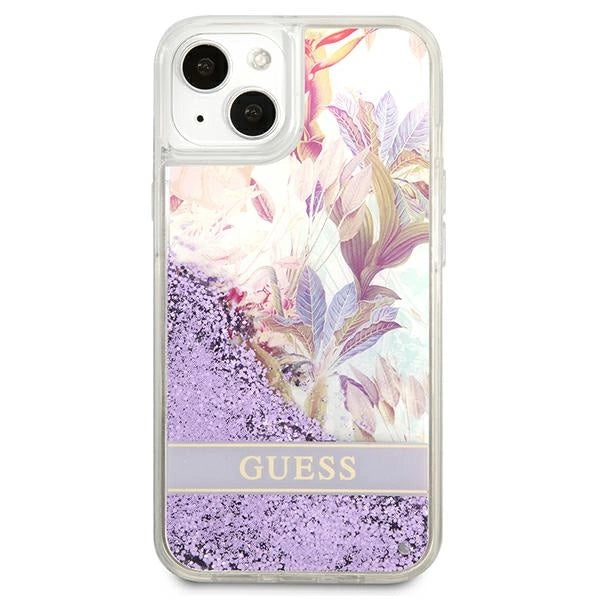 Guess GUHCP13SLFLSU iPhone 13 mini 5.4" purple/purple hardcase Flower Liquid Glitter